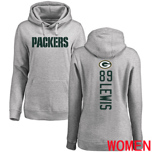 Green Bay Packers Ash Women #89 Lewis Marcedes Backer Nike NFL Pullover Hoodie Sweatshirts